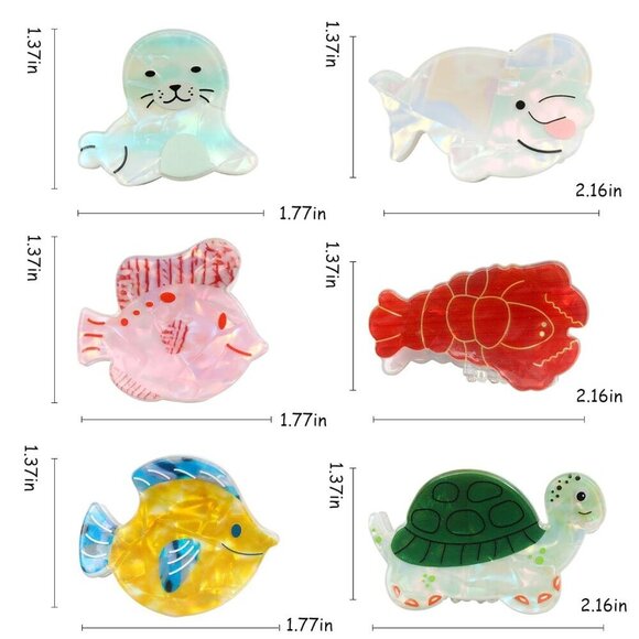 Sea Animal Claw Clips Set 6 Cute Marine Hair Accessories for Women Girls main image 5
